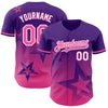 Custom Purple Pink-White 3D Pattern Design Gradient Style Twinkle Star Authentic Baseball Jersey