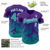 Custom Purple Teal-White 3D Pattern Design Gradient Style Twinkle Star Authentic Baseball Jersey