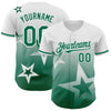 Custom White Kelly Green 3D Pattern Design Gradient Style Twinkle Star Authentic Baseball Jersey