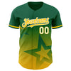 Custom Kelly Green Yellow-White 3D Pattern Design Gradient Style Twinkle Star Authentic Baseball Jersey