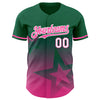 Custom Kelly Green Pink-White 3D Pattern Design Gradient Style Twinkle Star Authentic Baseball Jersey