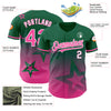 Custom Kelly Green Pink-White 3D Pattern Design Gradient Style Twinkle Star Authentic Baseball Jersey