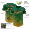 Custom Kelly Green Old Gold-Black 3D Pattern Design Gradient Style Twinkle Star Authentic Baseball Jersey