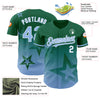 Custom Kelly Green Light Blue-White 3D Pattern Design Gradient Style Twinkle Star Authentic Baseball Jersey