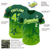 Custom Kelly Green Neon Green-White 3D Pattern Design Gradient Style Twinkle Star Authentic Baseball Jersey