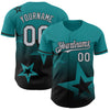 Custom Teal Gray-Black 3D Pattern Design Gradient Style Twinkle Star Authentic Baseball Jersey