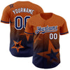 Custom Texas Orange Navy-White 3D Pattern Design Gradient Style Twinkle Star Authentic Baseball Jersey