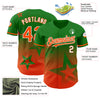 Custom Grass Green Orange-White 3D Pattern Design Gradient Style Twinkle Star Authentic Baseball Jersey