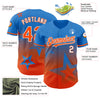 Custom Electric Blue Orange-White 3D Pattern Design Gradient Style Twinkle Star Authentic Baseball Jersey