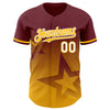 Custom Burgundy Gold-White 3D Pattern Design Gradient Style Twinkle Star Authentic Baseball Jersey