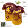 Custom Burgundy Gold-White 3D Pattern Design Gradient Style Twinkle Star Authentic Baseball Jersey