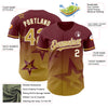 Custom Burgundy Old Gold-White 3D Pattern Design Gradient Style Twinkle Star Authentic Baseball Jersey