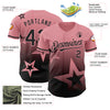 Custom Medium Pink Black 3D Pattern Design Gradient Style Twinkle Star Authentic Baseball Jersey