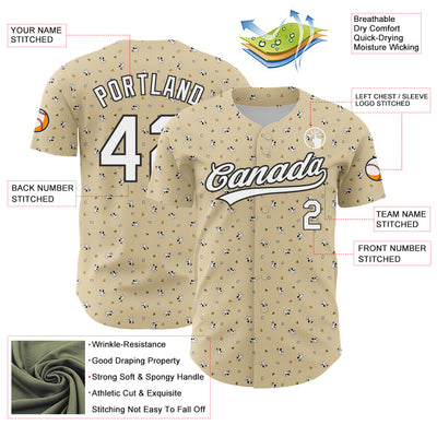 Custom Cream White-Black 3D Pattern Design Animal Dog Authentic Baseball Jersey