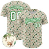 Custom Cream White-Grass Green 3D Pattern Design Animal Deer Authentic Baseball Jersey