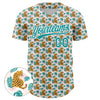 Custom White Teal 3D Pattern Design Animal Leopard Authentic Baseball Jersey