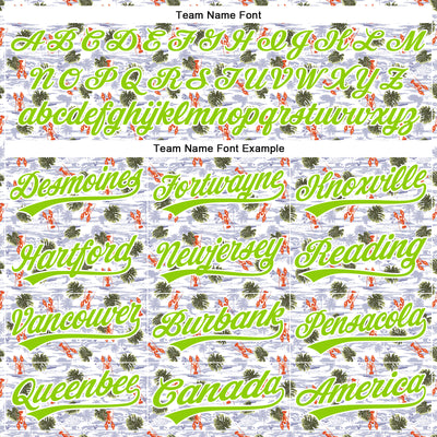 Custom White Neon Green 3D Pattern Design Animal Lobster And Hawaii Palm Trees Authentic Baseball Jersey