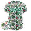 Custom White Kelly Green 3D Pattern Design Animal Zebra Flamingo And Hawaii Palm Leaves Authentic Baseball Jersey