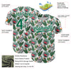 Custom White Kelly Green 3D Pattern Design Animal Zebra Flamingo And Hawaii Palm Leaves Authentic Baseball Jersey