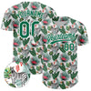 Custom White Kelly Green 3D Pattern Design Animal Zebra Flamingo And Hawaii Palm Leaves Authentic Baseball Jersey