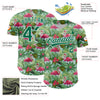 Custom White Kelly Green 3D Pattern Design Animal Flamingo And Hawaii Palm Leaves Authentic Baseball Jersey