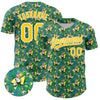 Custom Green White-Yellow 3D Pattern Design Animal Flamingo And Hawaii Palm Leaves Authentic Baseball Jersey