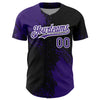 Custom Purple Black-White 3D Pattern Design Abstract Brush Stroke Authentic Baseball Jersey