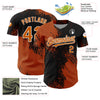 Custom Texas Orange Black-White 3D Pattern Design Abstract Brush Stroke Authentic Baseball Jersey