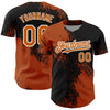 Custom Texas Orange Black-White 3D Pattern Design Abstract Brush Stroke Authentic Baseball Jersey