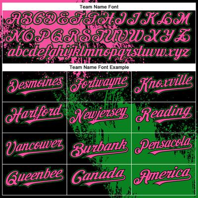 Custom Pink Black-Grass Green 3D Pattern Design Abstract Brush Stroke Authentic Baseball Jersey