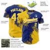 Custom Yellow Royal-White 3D Pattern Design Abstract Brush Stroke Authentic Baseball Jersey