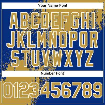 Custom Old Gold Royal-White 3D Pattern Design Abstract Brush Stroke Authentic Baseball Jersey