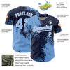 Custom Light Blue Navy-White 3D Pattern Design Abstract Brush Stroke Authentic Baseball Jersey