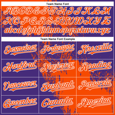 Custom Orange Purple-White 3D Pattern Design Abstract Brush Stroke Authentic Baseball Jersey