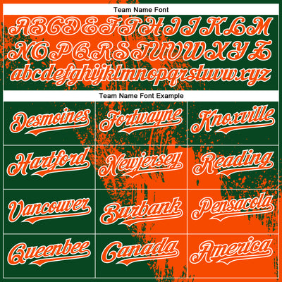 Custom Orange Green-White 3D Pattern Design Abstract Brush Stroke Authentic Baseball Jersey