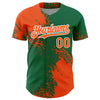 Custom Orange Kelly Green-White 3D Pattern Design Abstract Brush Stroke Authentic Baseball Jersey