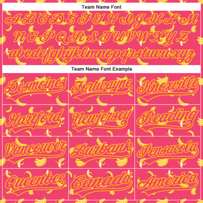 Custom Neon Pink Yellow 3D Pattern Design Fruit Banana Authentic Baseball Jersey