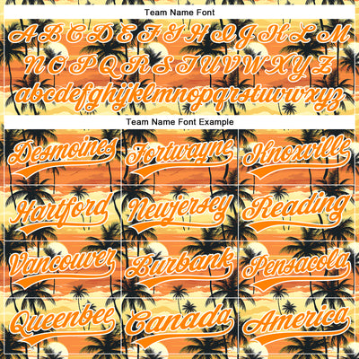 Custom Yellow Bay Orange-White 3D Pattern Design Tropical Hawaii Palm Trees Authentic Baseball Jersey