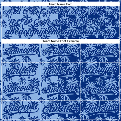 Custom Light Blue Royal 3D Pattern Design Tropical Hawaii Palm Trees Authentic Baseball Jersey