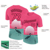 Custom Neon Pink Black 3D Pattern Design Animal Heron Performance T-Shirt