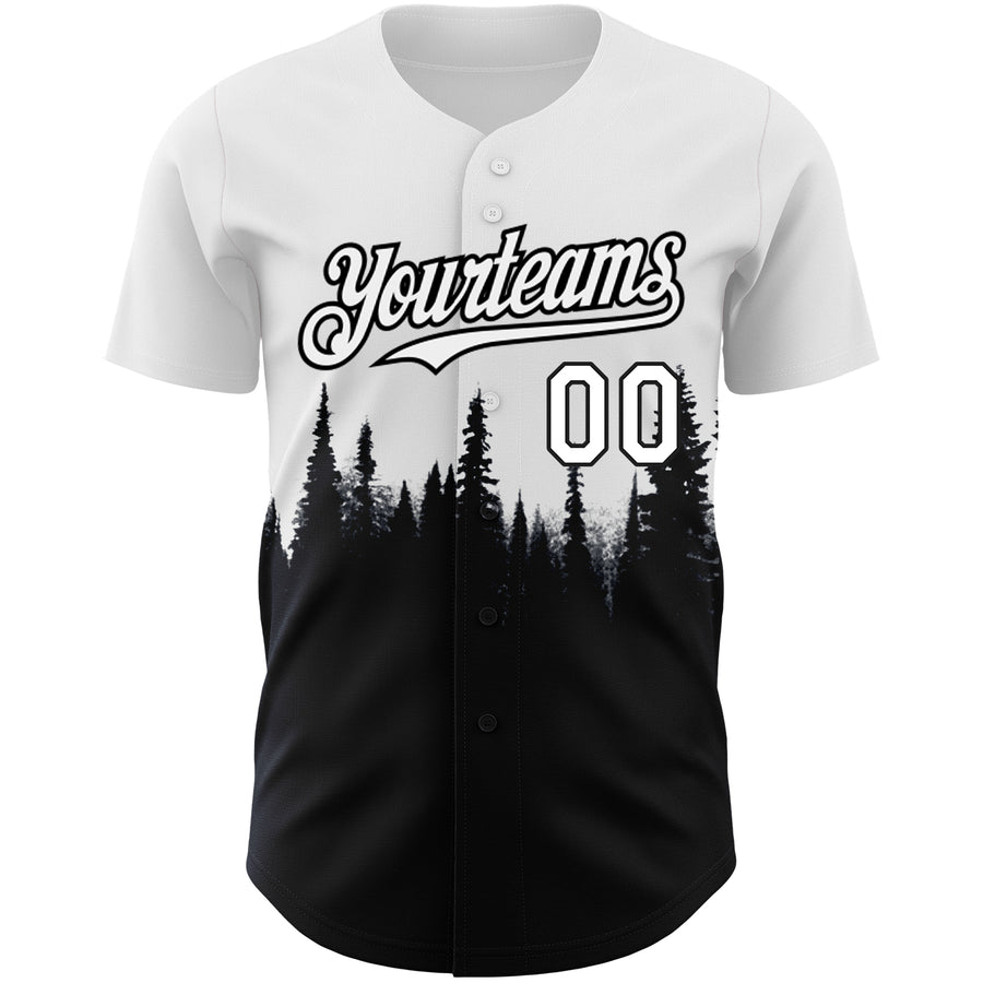 Custom White Black 3D Pattern Design Animal Wolf Authentic Baseball Jersey