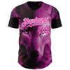 Custom Pink White 3D Pattern Design Animal Wolf Authentic Baseball Jersey