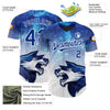 Custom Royal White 3D Pattern Design Animal Wolf Authentic Baseball Jersey