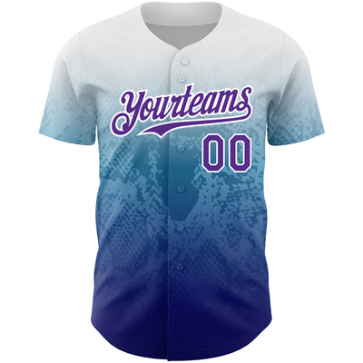 Custom White Purple-Royal 3D Pattern Design Gradient Style Animal Snake Authentic Baseball Jersey