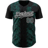 Custom Black Midnight Green-White 3D Pattern Design Animal Snake Authentic Baseball Jersey