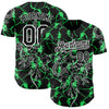 Custom Black Neon Green-White 3D Pattern Design Animal Snake Authentic Baseball Jersey