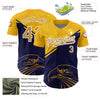 Custom Yellow Old Gold-Navy 3D Pattern Design Animal Eagle Authentic Baseball Jersey