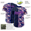 Custom Royal Pink-Black 3D Pattern Design Tropical Palm Leaves And Famingo Authentic Baseball Jersey