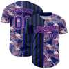 Custom Royal Pink-Black 3D Pattern Design Tropical Palm Leaves And Famingo Authentic Baseball Jersey