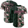 Custom Green Pink-Black 3D Pattern Design Tropical Palm Leaves And Famingo Authentic Baseball Jersey